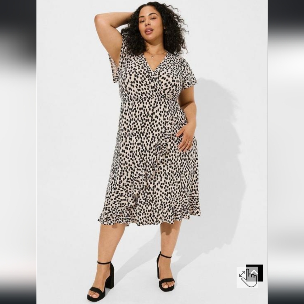 Torrid Plus Size Midi Studio Knit Surplice Faux Wrap Dress In Animal Print - 0X